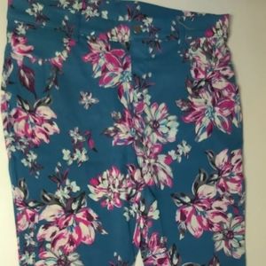 Time And Tru Women Pull On High Rise Jegging Pants Stretch Fitted Floral Large